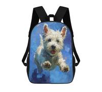 sinyumoney Happy Westie Dog Painting Mochilas Infantiles Impresas En 3D De 17 Pulgadas. Mochila Escolar Informal Impresa En 3D Para Niños De Primaria Y Secundaria.