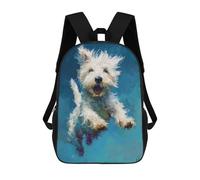 sinyumoney Happy Westie Painting Mochila Escolar Infantil De 17 Pulgadas, Impresa En 3D, Estilo Casual, Para Niños, Ideal Para Viajes, Como Mochila Escolar O Para Llevar Libros.