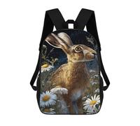 sinyumoney Hare in Daisy Field Mochilas Infantiles Impresas En 3D De 17 Pulgadas. Mochila Escolar Informal Impresa En 3D Para Niños De Primaria Y Secundaria.