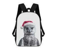 sinyumoney Harpy Eagle with Santa Hat Mochila Escolar Para Niños Mochila Escolar Impresa En 3D Mochila Escolar De Moda Para Niños De Primaria Y Secundaria 17inch