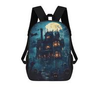 sinyumoney Haunted Mansion Halloween Mochila Escolar Impresa En 3D Para Niños Y Niñas, Mochila Para Portátil Para Niños/estudiantes/adultos 17inch
