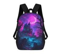 sinyumoney Haunted Mansion Under Neon Moon Mochilas Para Niños Y Estudiantes, Mochilas Escolares Impresas En 3D, Mochilas Para Estudiantes De Primaria Y Secundaria, Mochilas Para Niños Y Niñas 17inch
