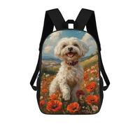 sinyumoney Havanese Dog in Poppy Field Mochila Escolar Infantil De 17 Pulgadas Con Estampado 3D, Mochila Moderna Para Niños, Mochilas De Viaje, Bolsas Para Libros, Mochila Escolar Infantil