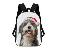 sinyumoney Havanese Dog with Santa Hat Portrait Mochila Infantil, Mochila Escolar Infantil, Mochilas Escolares Impresas En 3D Para Niños Y Estudiantes Adolescentes 17inch