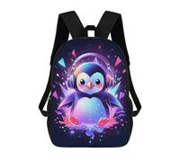 sinyumoney Headphones Penguin Party Mochila Infantil Con Impresión 3D, Mochila Escolar Para Niños, Mochila Informal Divertida Para Niños Y Adolescentes 17inch