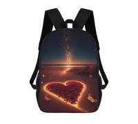 sinyumoney Heart of Flowers on Sand Mochila Escolar Mochilas Escolares Para Niñas Y Niños Mochila Con Bolsillo Mochila Escolar De Moda Para Niños 17inch