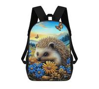 sinyumoney Hedgehog in A Field of Flowers Mochilas Escolares Mochilas Informales Mochilas De Día Bolsa Escolar Para Trabajo Y Viajes Para El Campus Viajes Al Aire Libre Deportes 17inch