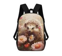 sinyumoney Hedgehog in Flower Garden Mochila Escolar Infantil De 17 Pulgadas, Mochila Escolar Impresa En 3D Para Niños De Primaria Y Secundaria