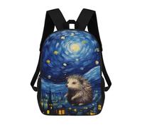 sinyumoney Hedgehog in Starry Night Cityscape Mochilas Para Niños 17inch Mochila Escolar Mochila Escolar Impresa En 3D Para Niños De Primaria Y Secundaria