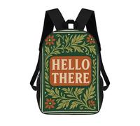 sinyumoney Hello There Floral Art Mochila Escolar, Bolso De Negocios, Bolso Para Portátil Resistente Para Niños/niñas/adolescentes 17inch