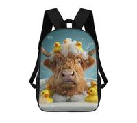 sinyumoney Highland Cow Bath Time with Ducks Mochila Escolar Para Institutos Y Colegios Informales Para Acampar, Aventuras Al Aire Libre Y Viajes Diarios 17inch