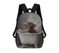 sinyumoney Highland Cow Bathtub Book Mochila Escolar Para Niños De 17 Pulgadas, Mochila Informal De Viaje Para Niños Y Niñas, Mochila De Gran Capacidad Para El Día A Día 17inch