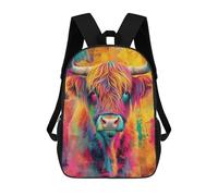sinyumoney Highland Cow Colorful Art Mochila Escolar Infantil Impresa En 3D Para Niños, Mochilas De Viaje, Bolsas Para Libros, Mochila Escolar Infantil 17inch
