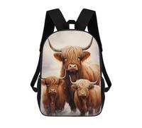 sinyumoney Highland Cow Family Xmas Mochila Infantil Para Niñas, Mochila Escolar 3D, Mochila Para Niños Pequeños, Mochila Informal De Día, Mochila Escolar De Moda 17inch