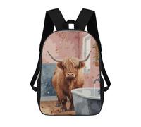 sinyumoney Highland Cow in Bathroom Mochila Escolar Impresa En 3D 17inch Mochilas De Moda Para Niños, Mochilas Escolares Para Niños De Primaria Y Secundaria
