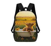 sinyumoney Highland Cow in Bathtub with Sunflowers Mochila Escolar De Moda Para Estudiantes, Adecuada Para Niños Y Niñas, Mochila Informal Para Viajes Al Aire Libre, Esencial Para El Día A Día 17inch