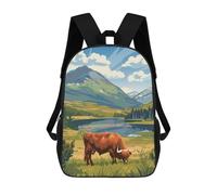 sinyumoney Highland Cow in Mountain Landscape Mochila Infantil, Mochila Escolar Impresa En 3D, Mochila Para Niños Y Niñas, Mochila Escolar Ajustable Para La Escuela Primaria 17inch
