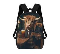 sinyumoney Highland Cow in The Bar Mochilas Infantiles Mochila Escolar Mochila Impresa En 3D Para Niños Mochilas De Viaje Bolsas Para Libros Mochila Escolar Para Niños 17inch