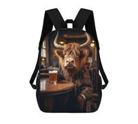 sinyumoney Highland Cow in The Pub Mochila Infantil, Mochila Escolar Infantil, Mochilas Escolares Impresas En 3D Para Niños Y Estudiantes Adolescentes 17inch