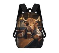 sinyumoney Highland Cow in The Tavern Mochila Infantil Para Niñas Y Niños, Mochila De Día, Escuela Primaria, Perfecta Para La Vuelta Al Cole O Educación Física, Regalos Y Viajes 17inch