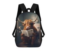 sinyumoney Highland Cow on The Toilet Mochila Escolar Impresa En 3D 17inch Mochilas De Moda Para Niños, Mochilas Escolares Para Niños De Primaria Y Secundaria