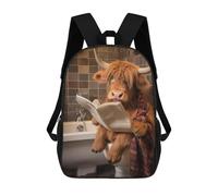 sinyumoney Highland Cow on The Toilet Mochila Escolar Infantil Impresa En 3D Para Niños, Mochilas De Viaje, Bolsas Para Libros, Mochila Escolar Infantil 17inch