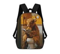 sinyumoney Highland Cow on The Toilet Mochila Infantil De Moda Divertida Mochila Escolar Para Niños Y Adolescentes Con Impresión 3D Para Niños 17inch