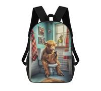 sinyumoney Highland Cow on The Toilet Mochila Infantil Para Niñas Y Niños, Mochila De Día, Escuela Primaria, Perfecta Para La Vuelta Al Cole O Educación Física, Regalos Y Viajes 17inch