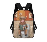 sinyumoney Highland Cow on The Toilet Mochilas Infantiles Escolares Impresas En 3D, Mochilas Para Niños, Mochilas De Viaje Para Niños Y Niñas, Mochilas Escolares Para Niños 17inch
