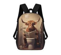 sinyumoney Highland Cow on The Toilet Mochilas Para Niños Y Estudiantes, Mochilas Escolares Impresas En 3D, Mochilas Para Estudiantes De Primaria Y Secundaria Para Niños Y Niñas 17inch