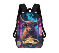 sinyumoney Highland Cow Ramen Mochila Escolar Infantil Impresa En 3D Para Niños, Mochilas De Viaje, Bolsas Para Libros Para Niños Estudiantes De Primaria 17inch