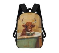 sinyumoney Highland Cow Reading Book Mochila Escolar Infantil De 17 Pulgadas Con Estampado 3D De Películas De Anime Para Niños, Mochila De Viaje, Mochila Escolar Infantil