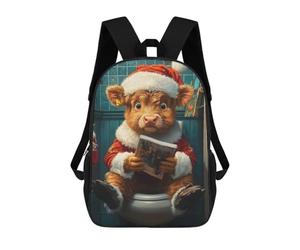 sinyumoney Highland Cow Santa on Toilet Mochilas Escolares Para El Trabajo, Negocios, Universidad, Escuela Para Adolescentes, Chicas, Chicos, Mujeres Y Hombres 17inch