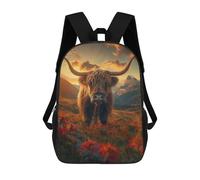 sinyumoney Highland Cow Sunset Mochila Escolar Infantil Impresa En 3D Para Niños, Mochilas De Viaje, Bolsas Para Libros Para Niños Estudiantes De Primaria 17inch