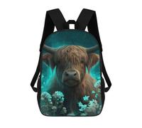 sinyumoney Highland Cow with Flowers Mochila Escolar Infantil De 17 Pulgadas Con Estampado 3D De Películas De Anime Para Niños, Mochila De Viaje, Mochila Escolar Infantil