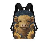 sinyumoney Highland Cow with Sunflowers Mochila Escolar De 17 Pulgadas Impresa En 3D Mochilas Infantiles Mochila Genial Impresa En 3D Para Niños De Primaria Y Secundaria