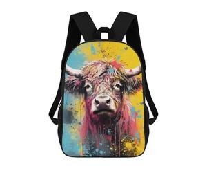 sinyumoney Highlander Cow Pop Art Mochila Ligera Informal Para El Día A Día, Ideal Para La Escuela, Viajes, Trabajo Y Uso Diario 17inch