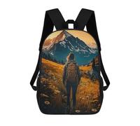 sinyumoney Hiker in Mountain Landscape Mochilas Infantiles Mochila Escolar Mochila Impresa En 3D Para Niños Mochilas De Viaje Bolsas Para Libros Mochila Escolar Para Niños 17inch