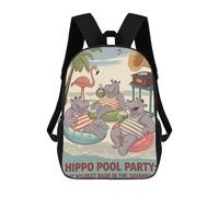 sinyumoney Hippo Pool Party in The Savannah Mochilas Infantiles Impresas En 3D, Mochilas De Moda Informales, Mochilas De Viaje Bonitas, Mochilas Informales Para Exteriores Para Niños Y Niñas 17inch