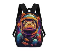 sinyumoney Hippopotamus Astronaut Space Suit Mochila Mochila Informal Para El Día A Día, Para La Escuela, El Trabajo Y Los Viajes Para Hombres, Mujeres Y Adolescentes 17inch