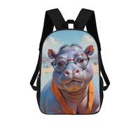 sinyumoney Hippopotamus in Sunglasses Mochilas Infantiles Impresas En 3D, Mochilas De Moda Informales, Mochilas De Viaje Bonitas, Mochilas Informales Para Exteriores Para Niños Y Niñas 17inch