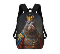sinyumoney Hippopotamus King Mochila Escolar Impermeable Para Computadora Para Niñas, Niños Y Adolescentes 17inch
