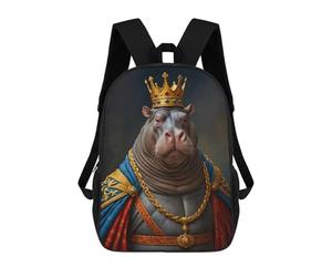 sinyumoney Hippopotamus King Mochila Escolar Infantil Impresa En 3D Para Niños, Mochilas De Viaje, Bolsas Para Libros, Mochila Escolar Infantil 17inch