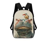 Sinyumoney Hippopotamus with Bird on Head Mochila Escolar Impermeable - Ideal Para Viajes, Trabajo Y Diario, Estilo-25, 17"