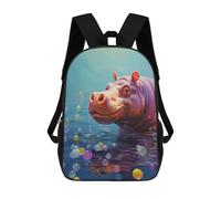 sinyumoney Hippopotamus with Bubbles Mochila Escolar Infantil Impresa En 3D Para Niños, Mochilas De Viaje De Alta Capacidad, Bolsas Para Libros, Mochila Escolar Infantil 17inch