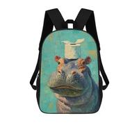 sinyumoney Hippopotamus with Toilet Paper Hat Mochila Escolar Grande Resistente Al Agua Para Portátil Para Adolescentes, Niñas, Niños, Mujeres Y Hombres 17inch