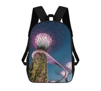 sinyumoney Hokkaido Nature - Mochilas escolares de secundaria, mochila informal para camping, aventuras al aire libre y viajes diarios, Gardens By the Bay, 17"