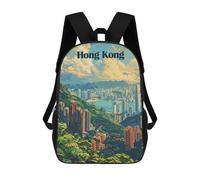 sinyumoney Hong Kong Cityscape Illustration Mochila Escolar Mochilas Escolares Para Niñas Y Niños Mochila Con Bolsillo Mochila Escolar De Moda Para Niños 17inch