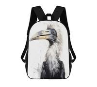 sinyumoney Hornbill Beauty Black Ink Mochila, Mochila Escolar Impresa En 3D, Bolsa Para El Almuerzo Escolar, Mochila De Viaje, Mochila Para Amigos, Mochila Escolar Para Niñas Y Niños 17inch