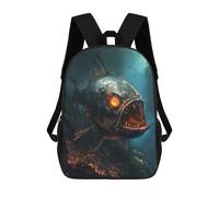 sinyumoney Horror Piranha Dark Demon Mochilas Para Niños Mochila Escolar Mochila Escolar Impresa En 3D Para Niños Estudiantes De Primaria Y Secundaria 17inch